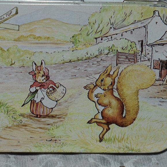 Vintage 1980s Peter Rabbit & Friends Metal Tin Pencil Case Spring Cottage Decor - Picture 7 of 15
